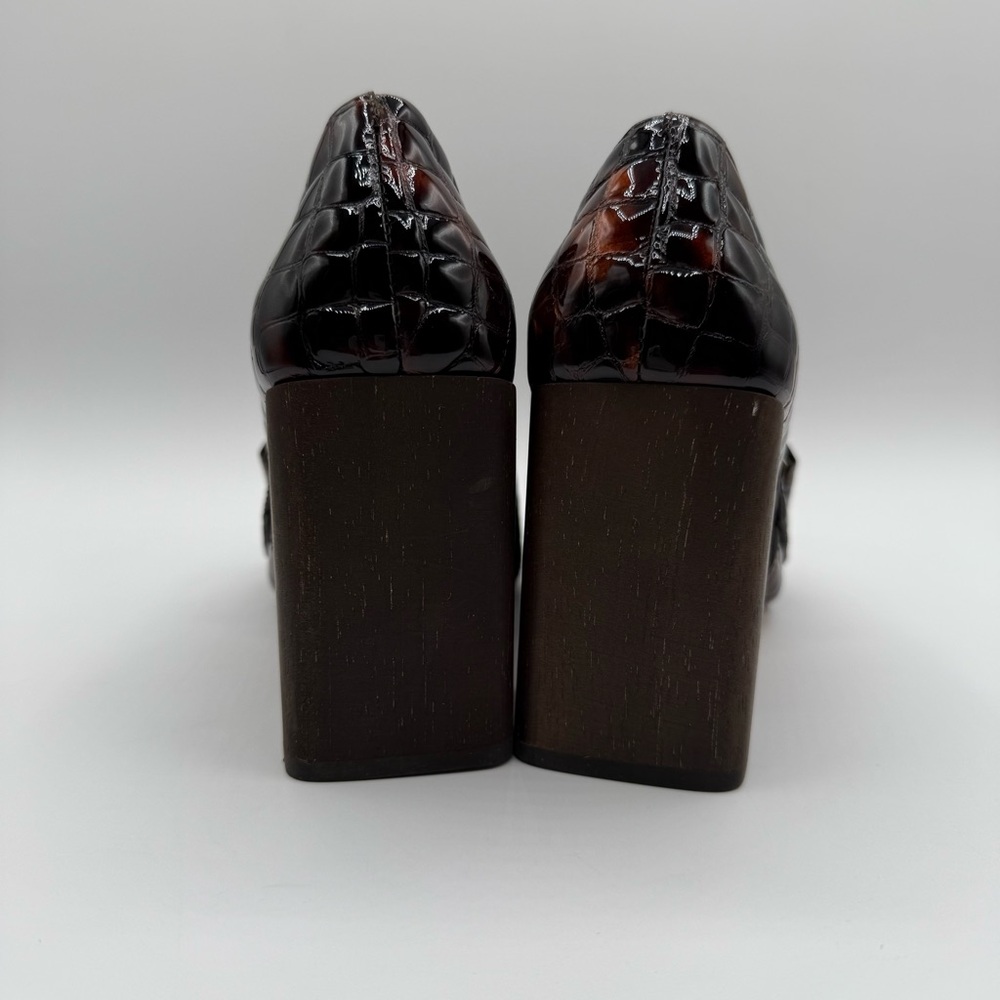Louise Et Cie Ovidio Loafer Elegant Brown Croc Embossed Block Heel Loafers SZ6.5 - Picture 6 of 17